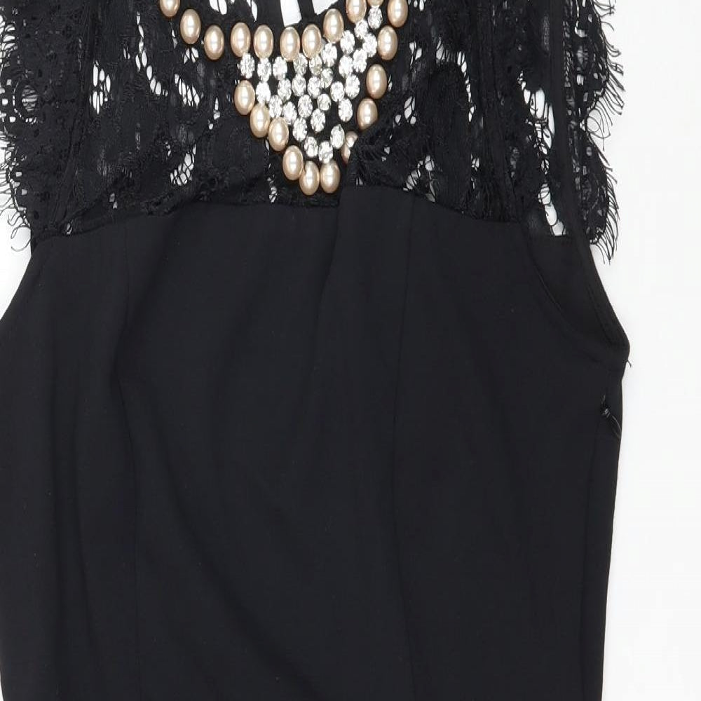 Beloved Womens Black   Pencil Dress  Size XS  - Lace and Pearl detail