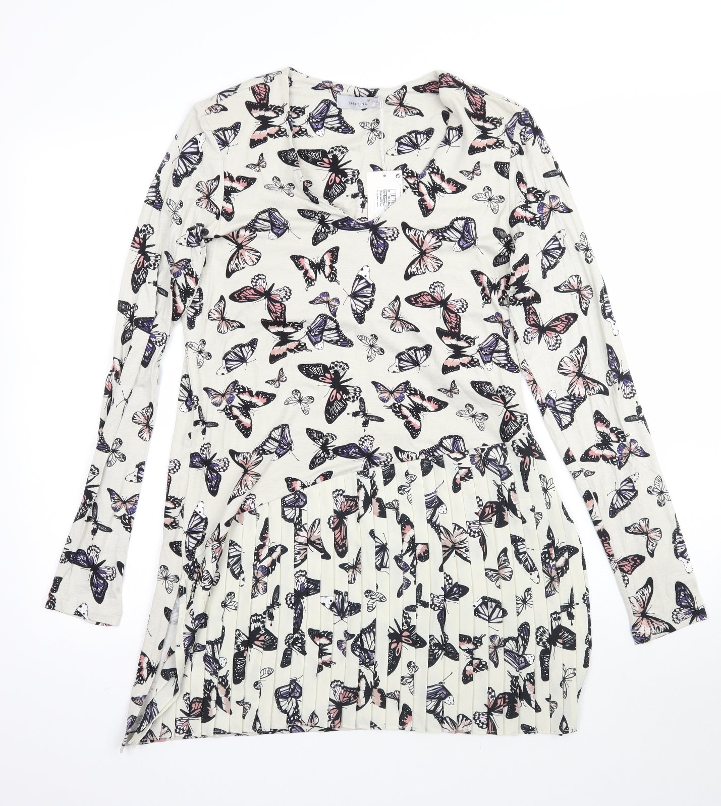 Per Una Womens Grey   Basic Blouse Size 8  - Asymmetric Butterflies