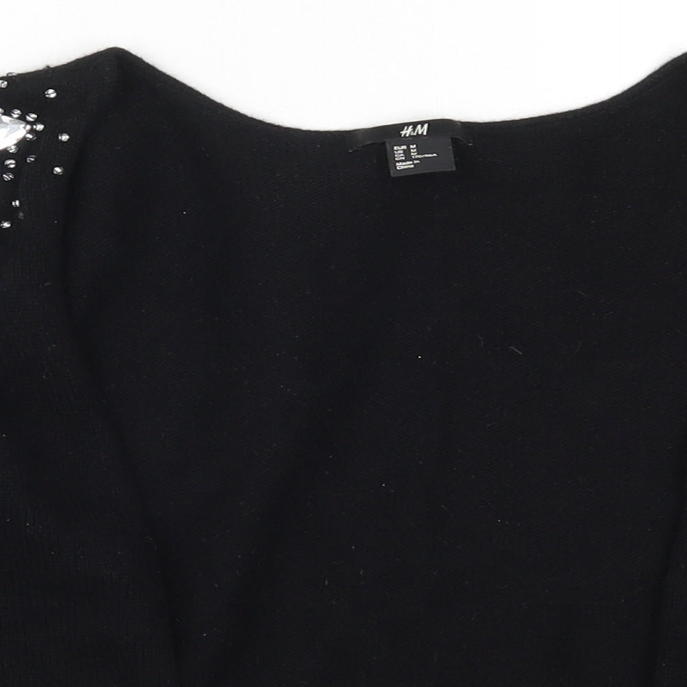 H&M Womens Black  Knit Cardigan Jumper Size M