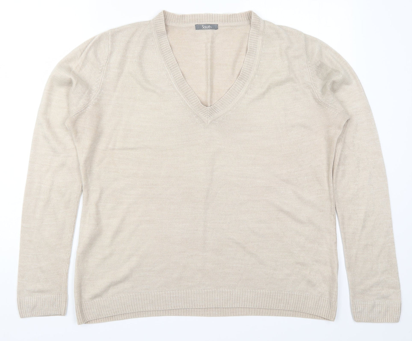 South Womens Beige  Knit Pullover Jumper Size 16