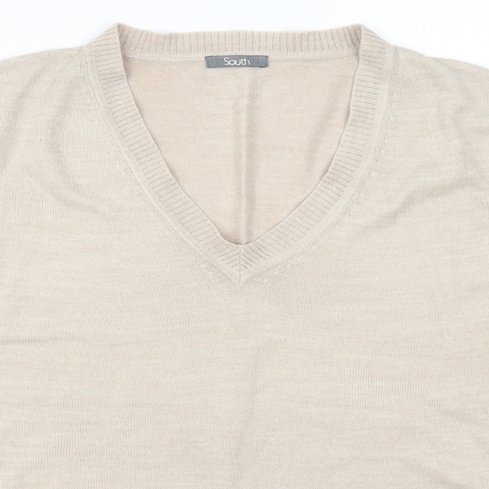 South Womens Beige  Knit Pullover Jumper Size 16