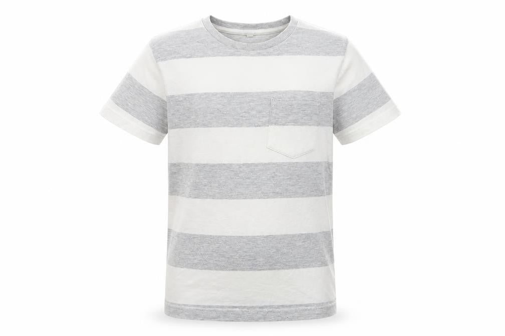 Marks & Spencer Boys Grey Striped  Basic T-Shirt Size 9-10 Years