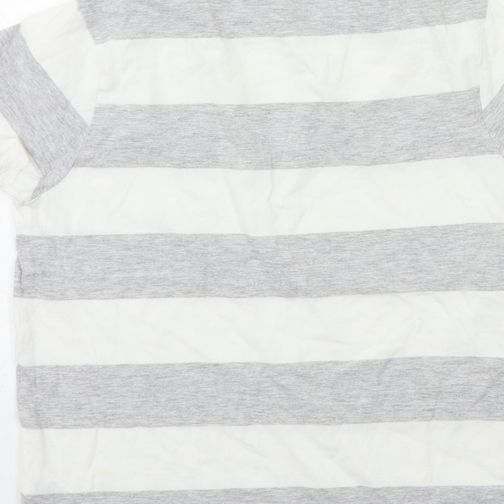 Marks and Spencer Boys Grey Striped  Basic T-Shirt Size 9-10 Years