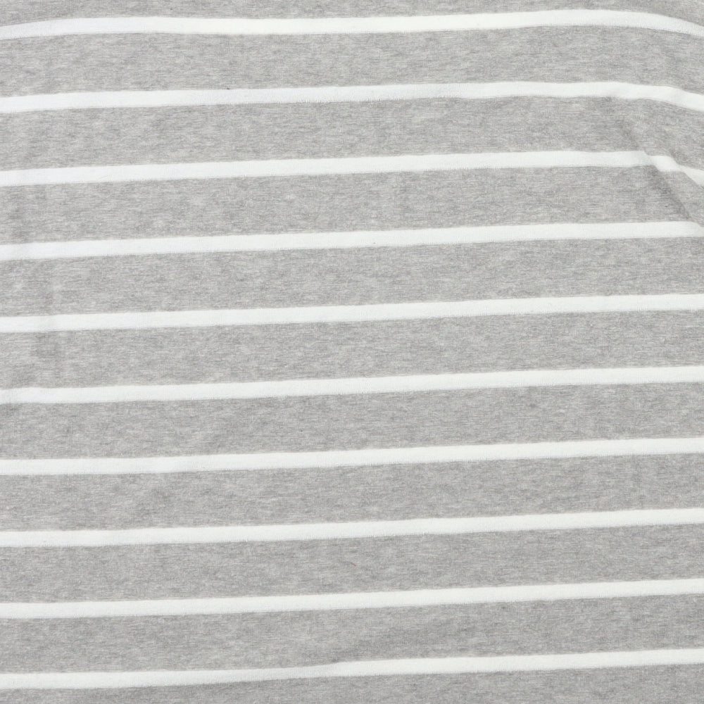 M&Co Womens Grey Striped  Basic T-Shirt Size 12