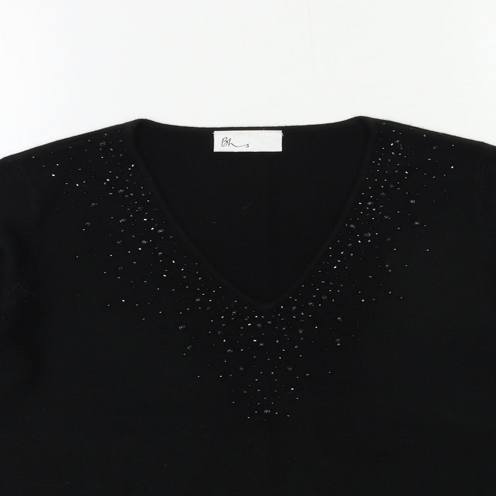 BHS Womens Black  Knit Pullover Jumper Size 12