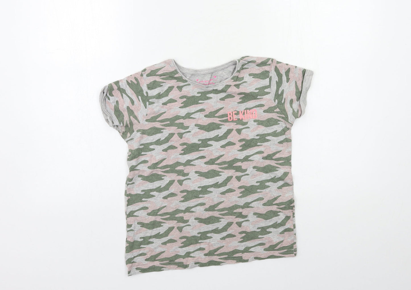 Primark Girls Green Camouflage  Basic T-Shirt Size 10 Years