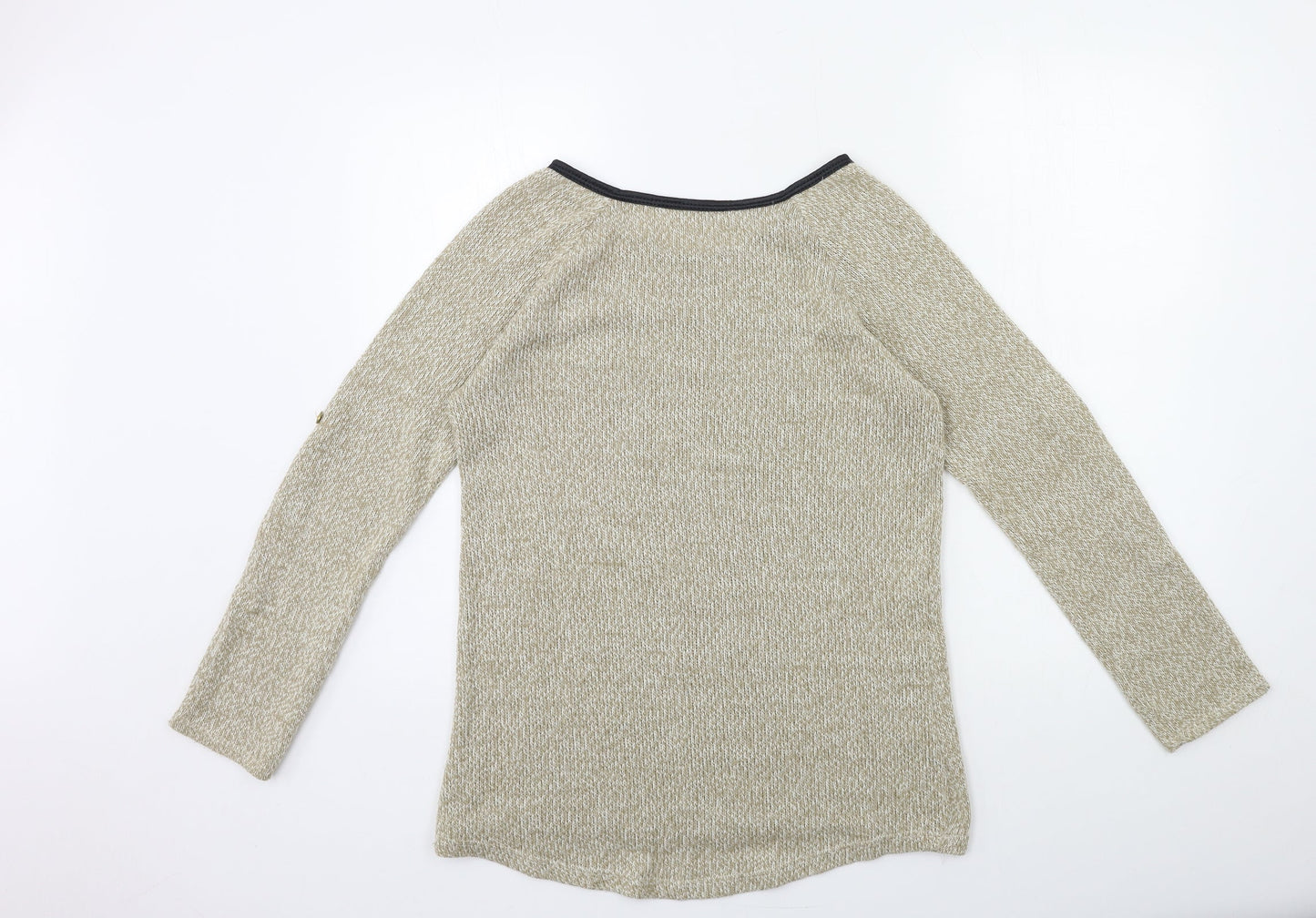 Preworn Womens Beige Geometric Knit Pullover Jumper Size M
