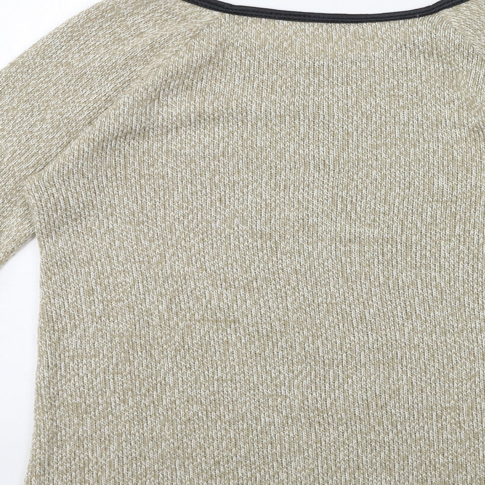 Preworn Womens Beige Geometric Knit Pullover Jumper Size M