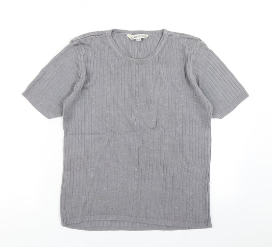 Elizabeth Shelton Womens Grey  Knit Basic T-Shirt Size 16