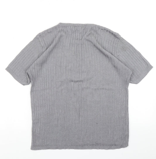 Elizabeth Shelton Womens Grey  Knit Basic T-Shirt Size 16