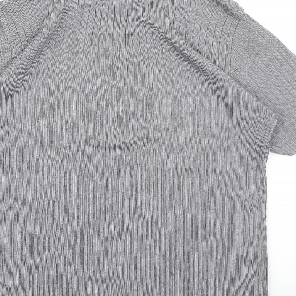 Elizabeth Shelton Womens Grey  Knit Basic T-Shirt Size 16