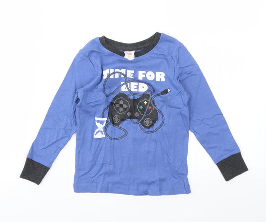 LILY &DAN Boys Blue Animal Print   Pyjama Top Size 3-4 Years