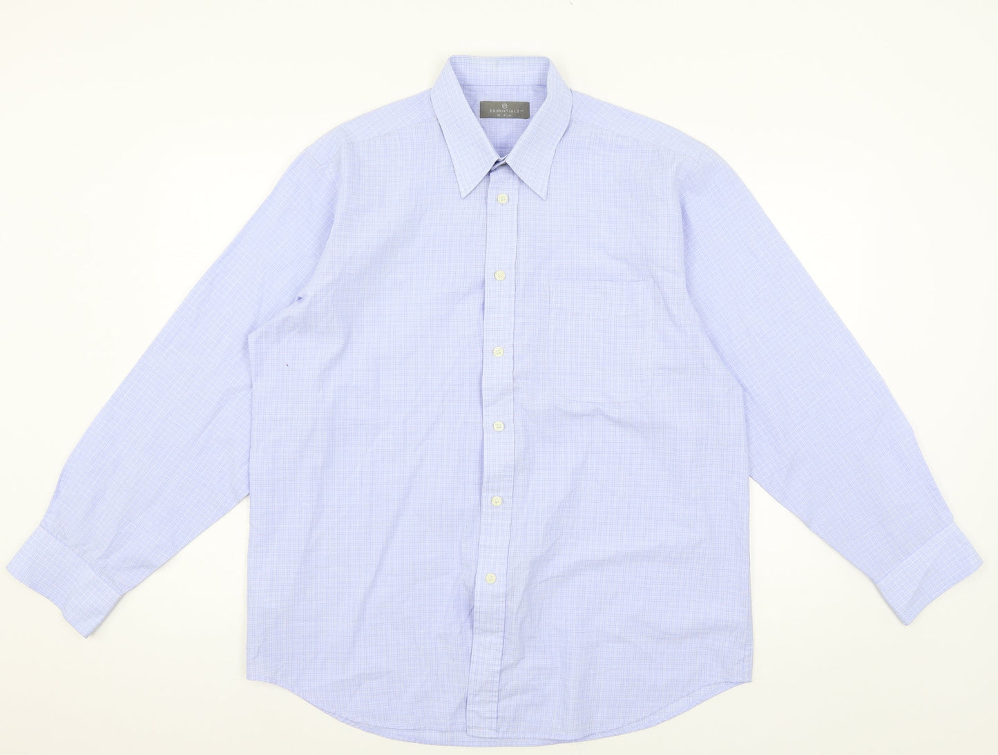 Essentials Mens Blue Check   Button-Up Size 16