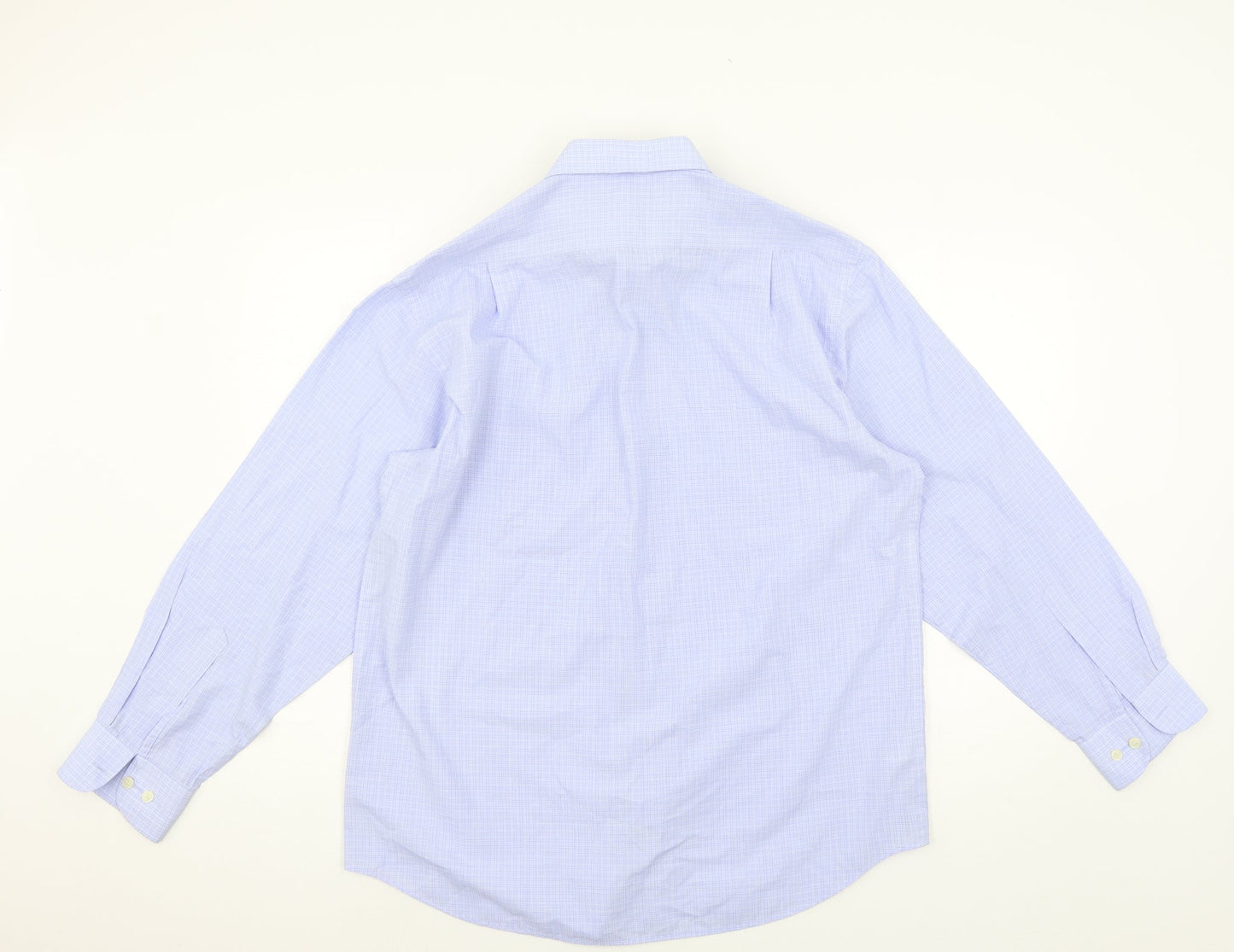 Essentials Mens Blue Check   Button-Up Size 16