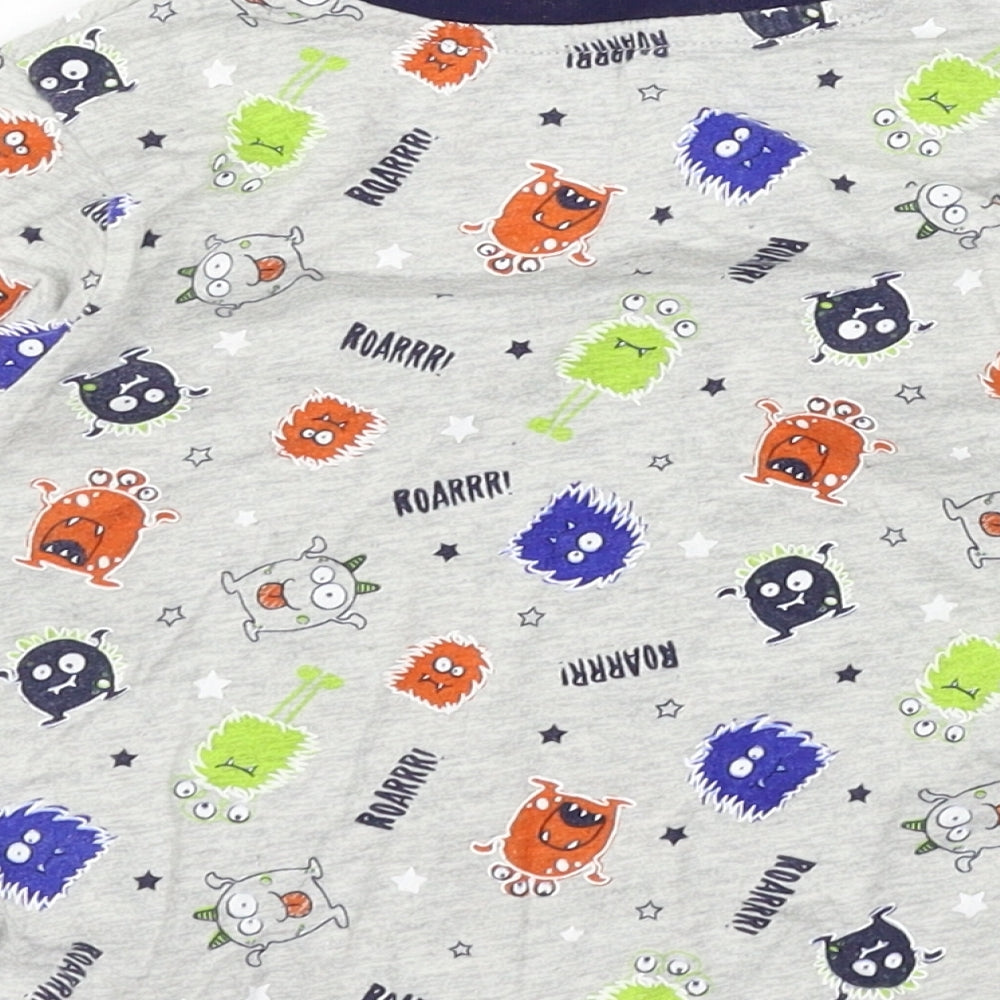 F&F Boys Grey Geometric Jersey  Pyjama Top Size 2-3 Years  - Monster