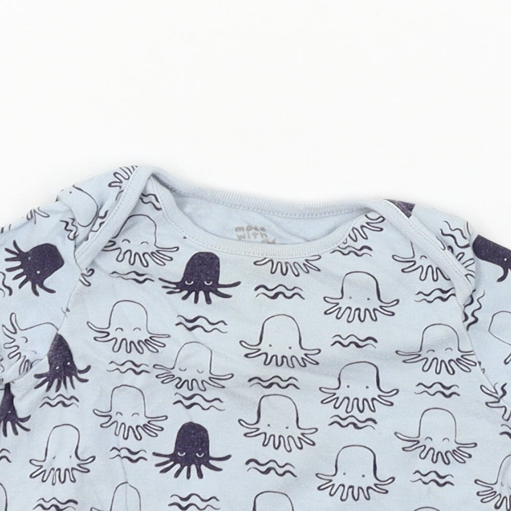 F&F Boys Blue Geometric Jersey Basic T-Shirt Size 9-12 Months  - Octopus
