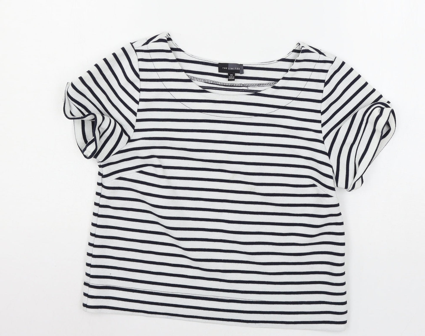 The Limited Womens White Striped Jersey Basic T-Shirt Size XS