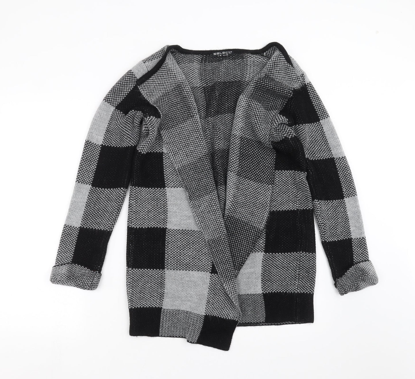 Select Womens Grey Check Knit Cape Jumper Size 10