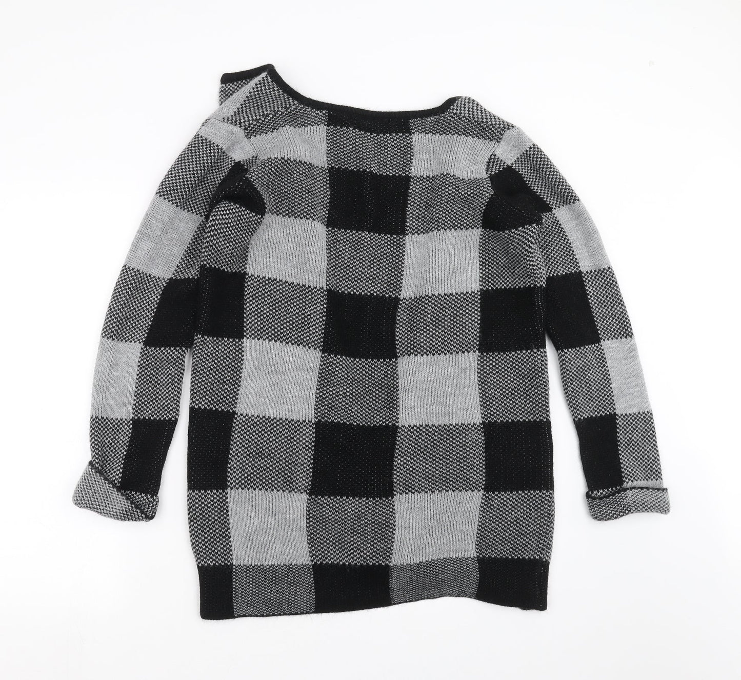 Select Womens Grey Check Knit Cape Jumper Size 10