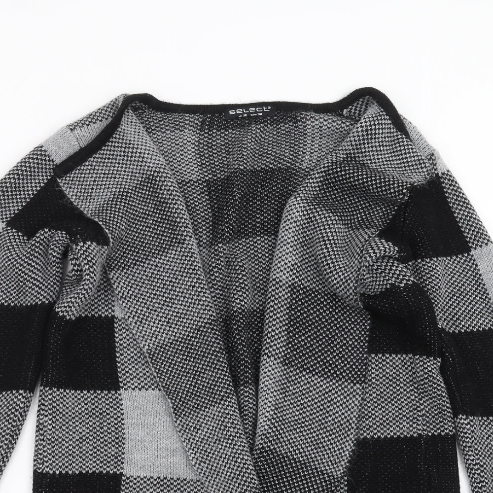 Select Womens Grey Check Knit Cape Jumper Size 10