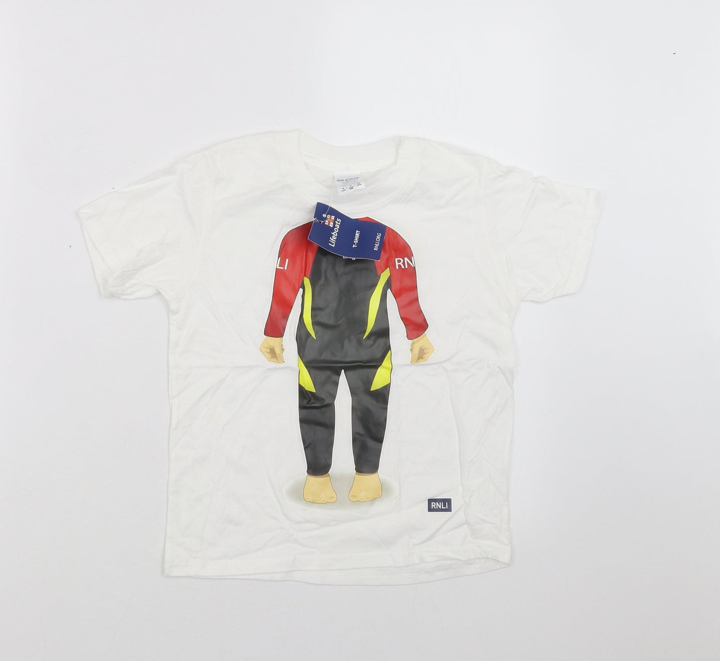 Gildan Boys White   Basic T-Shirt Size 5-6 Years  - lifeguard