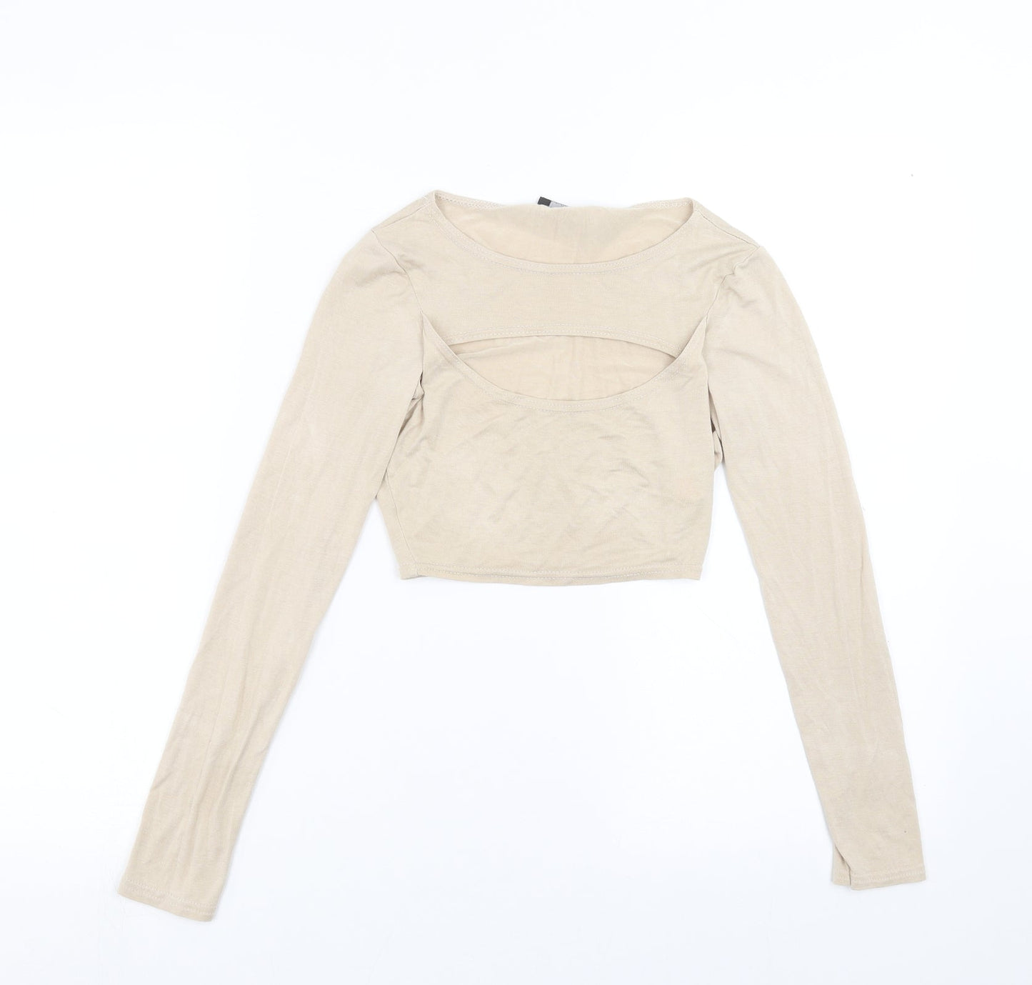 PRETTYLITTLETHING Womens Beige   Cropped T-Shirt Size 6