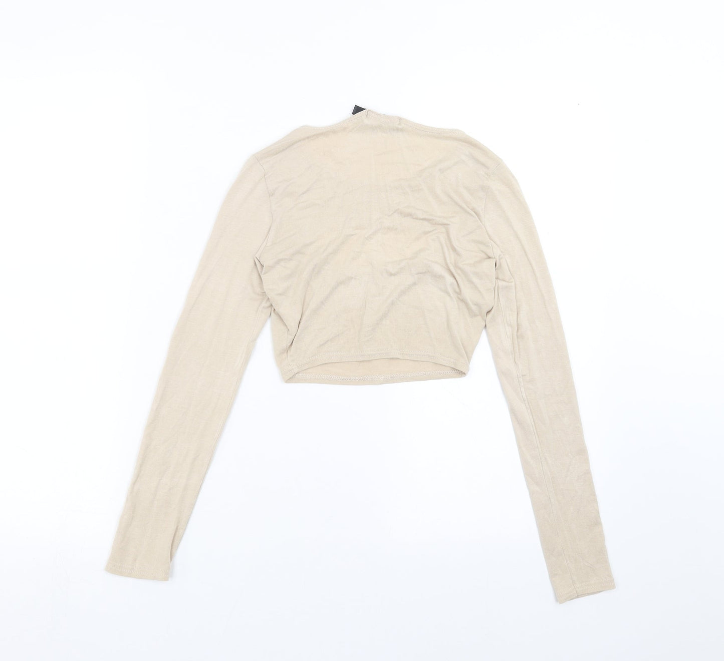 PRETTYLITTLETHING Womens Beige   Cropped T-Shirt Size 6
