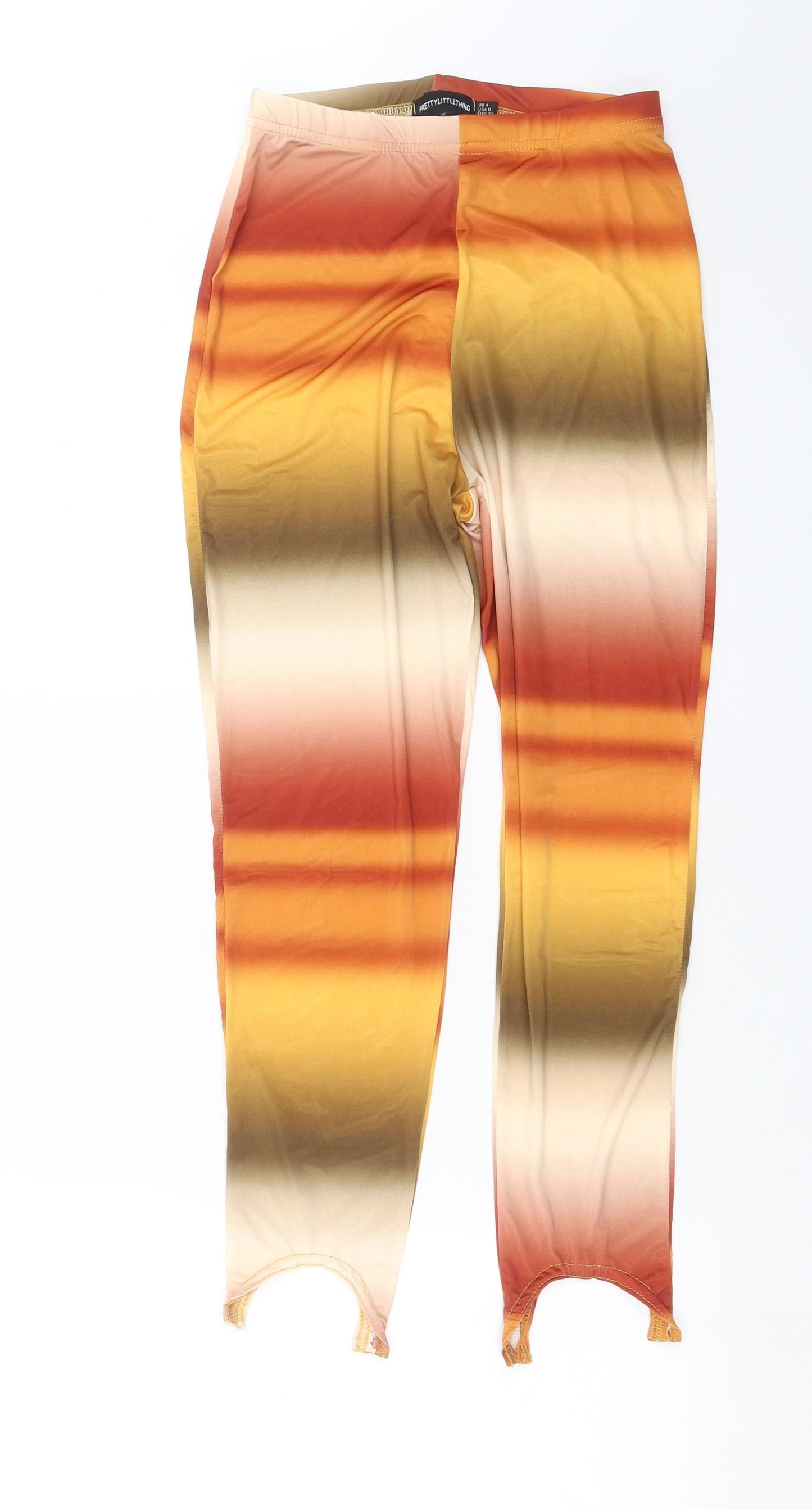 PRETTYLITTLETHING Womens Multicoloured Striped  Carrot Leggings Size 4 L24 in