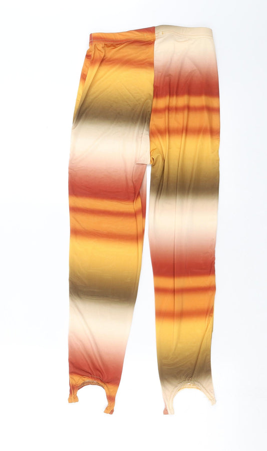 PRETTYLITTLETHING Womens Multicoloured Striped  Carrot Leggings Size 4 L24 in