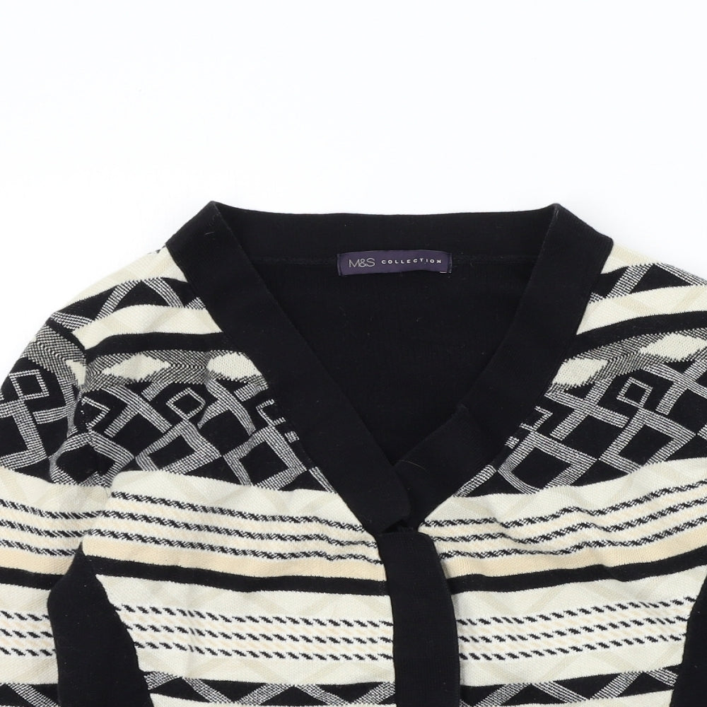 M&S Womens Black Geometric  Cardigan Jumper Size 10