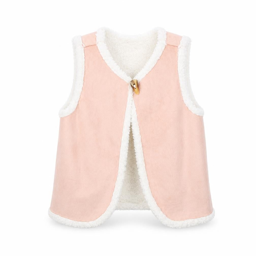 Front view of Preworn girls’ pink gilet jacket, size 4-5, years