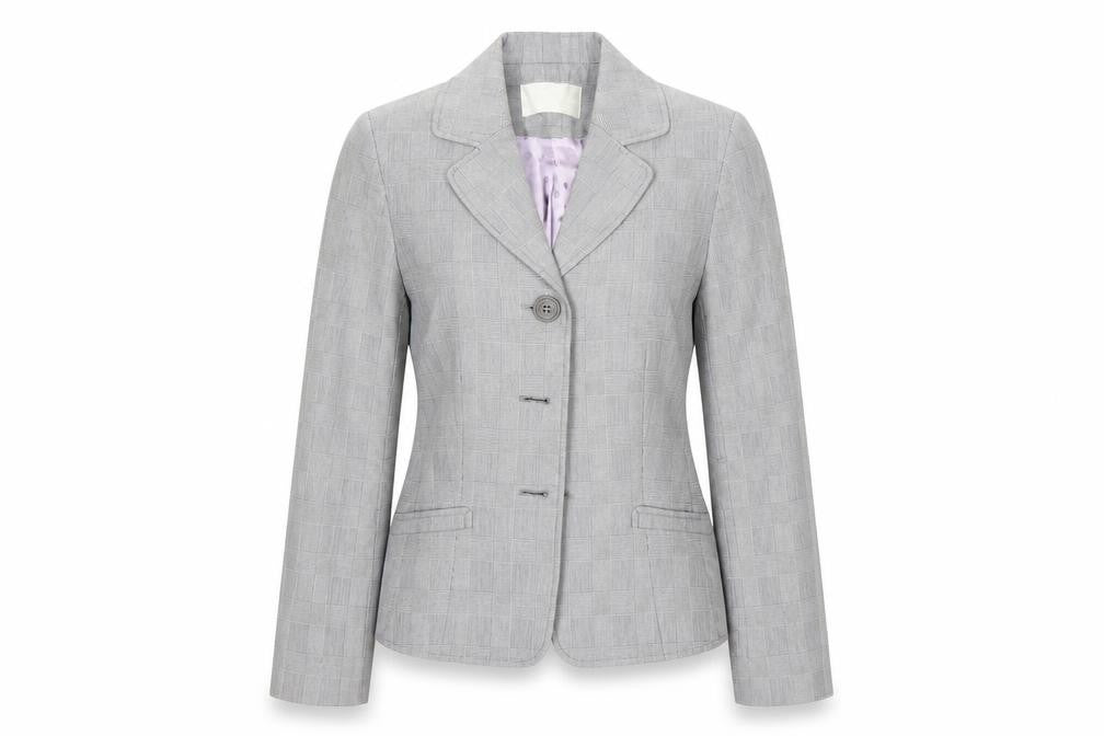Ronit Zilkha Womens Grey Check  Jacket Suit Size 8