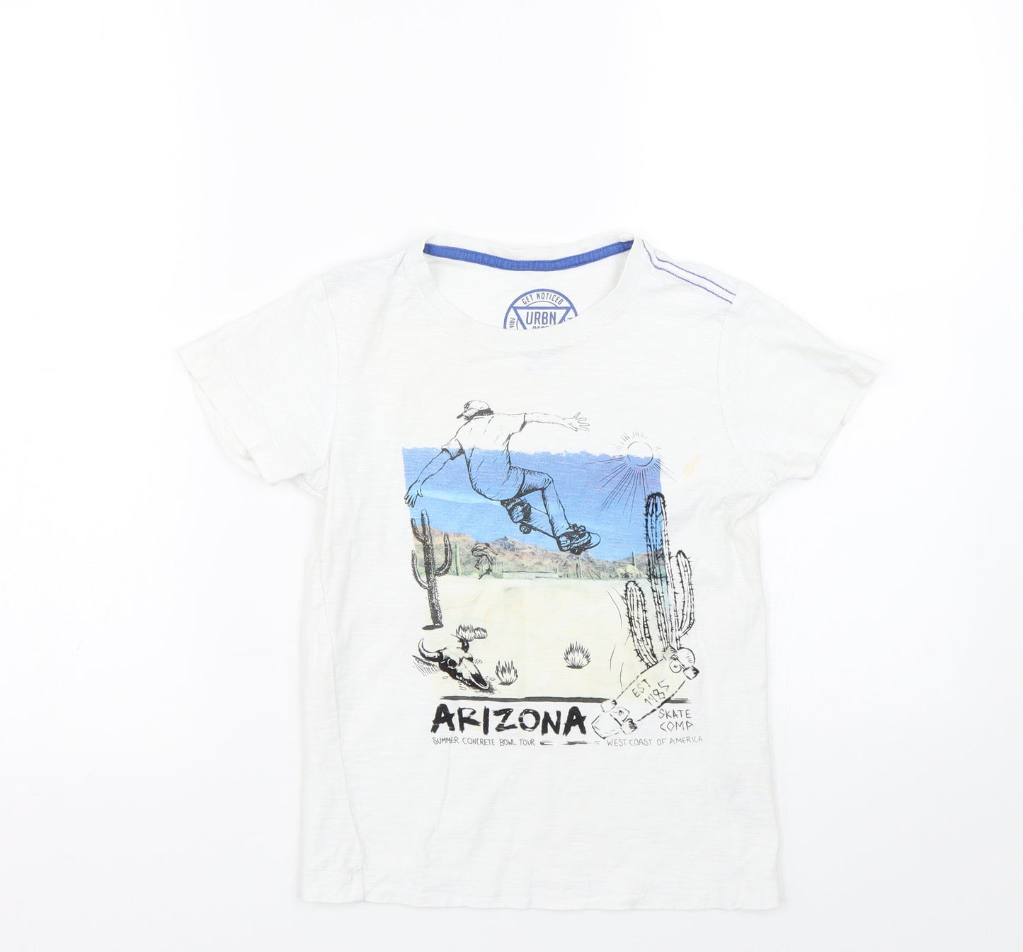 Matalan Boys White   Basic T-Shirt Size 8 Years  - Skate