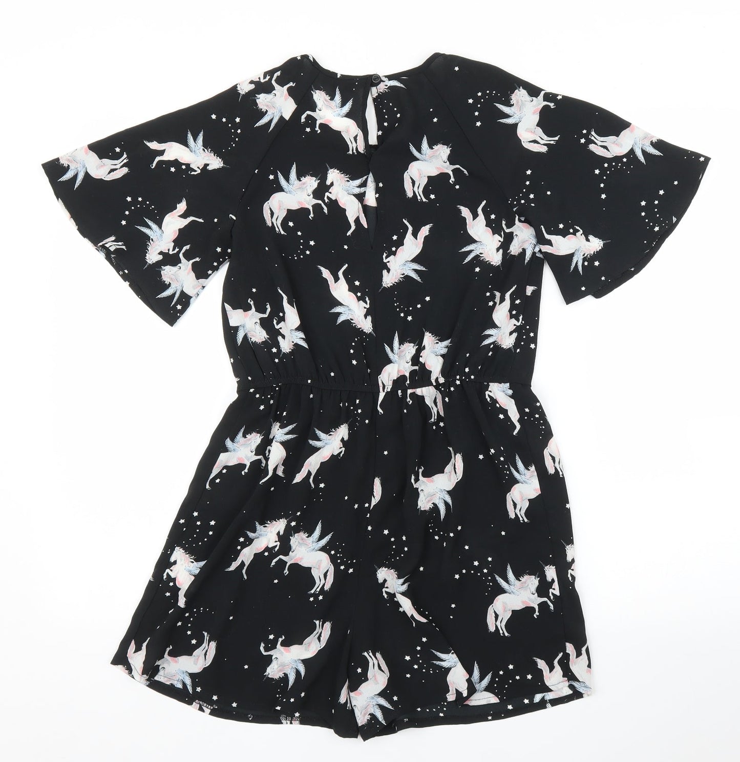 Miss Evie Girls Black   Romper One-Piece Size 11 Years  - Unicorn