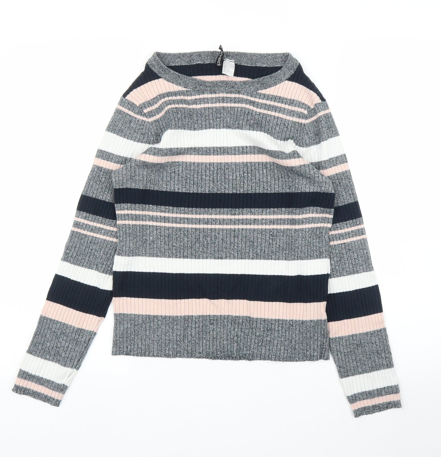 H&M Womens Pink Striped  Pullover Jumper Size L