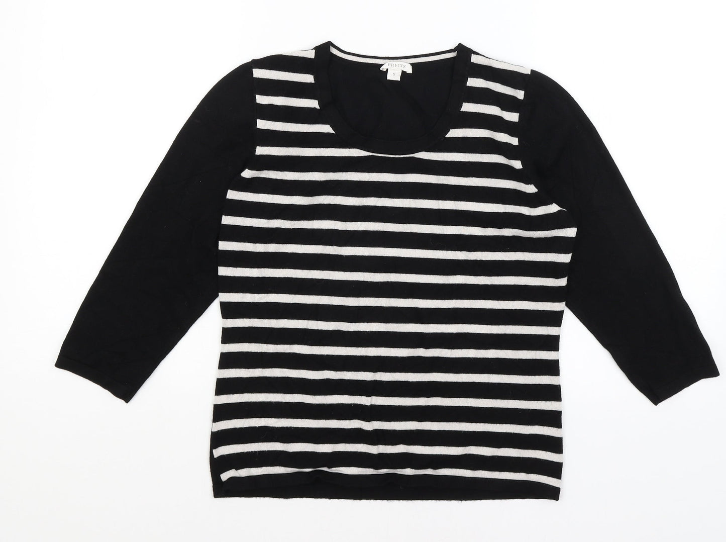 Precis Womens Black Striped  Pullover Jumper Size S