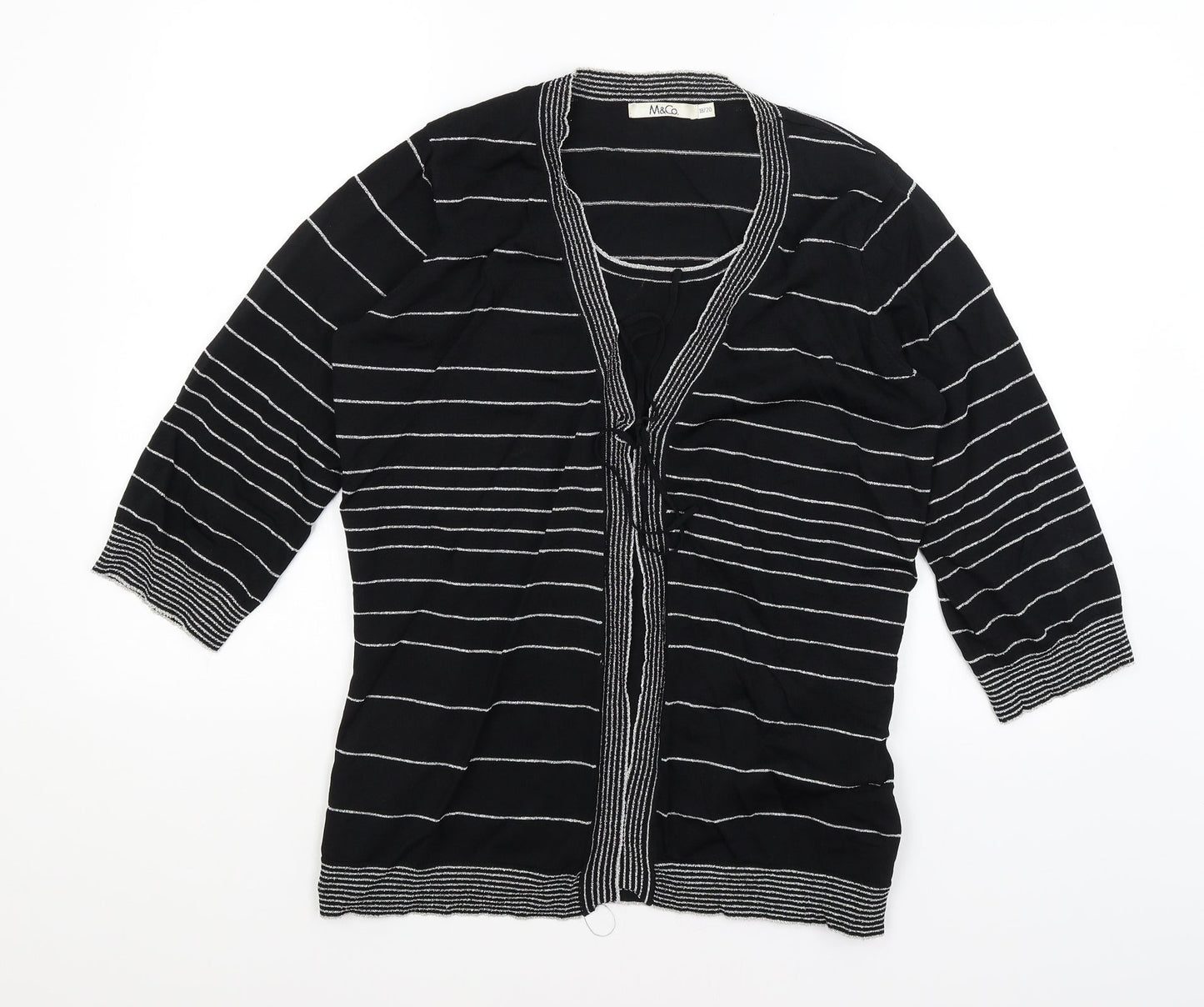 M&Co Womens Black Striped  Pullover Jumper Size 18