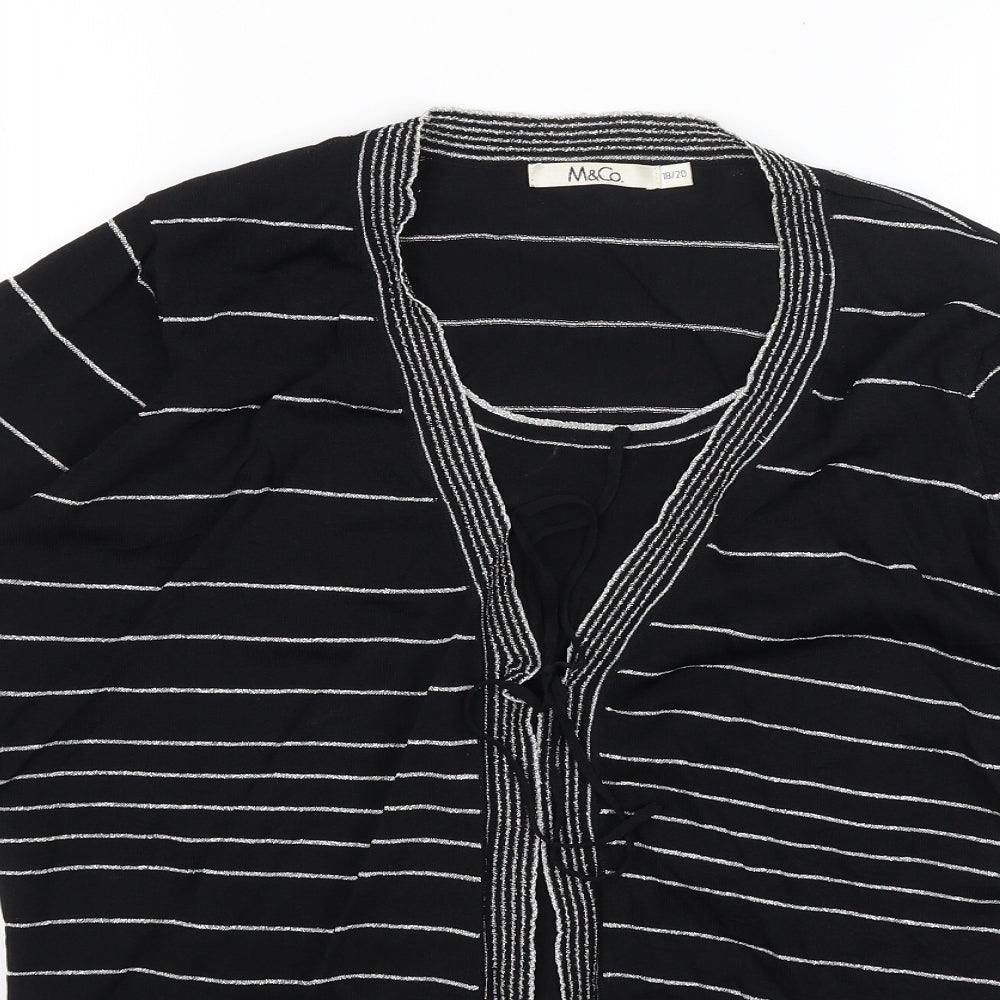 M&Co Womens Black Striped  Pullover Jumper Size 18