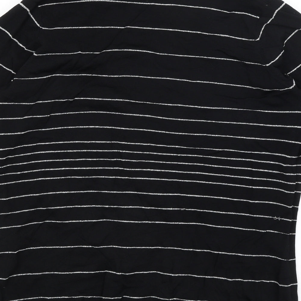 M&Co Womens Black Striped  Pullover Jumper Size 18