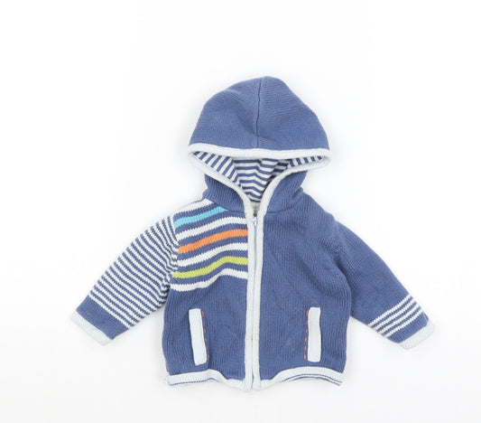 mamas & papas Baby Blue Striped  Full Zip Jumper Size 0-3 Months