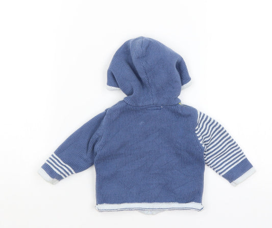 mamas & papas Baby Blue Striped  Full Zip Jumper Size 0-3 Months