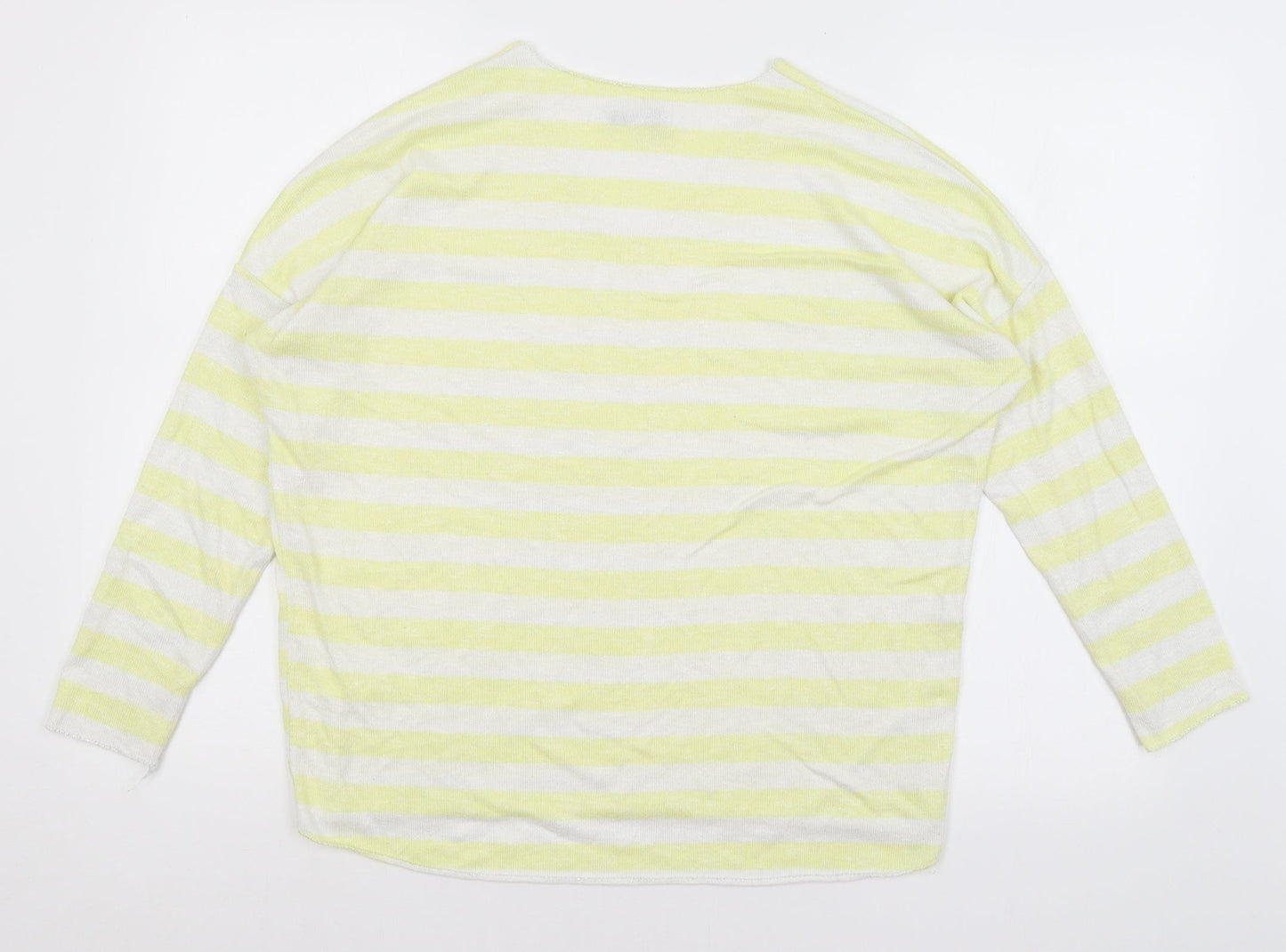 Preworn Womens Yellow Striped  Basic T-Shirt Size M
