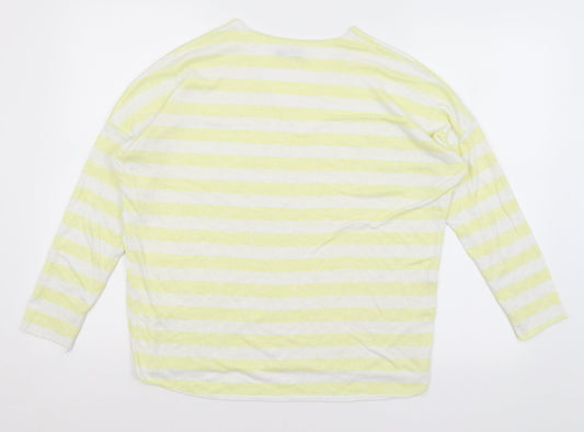 Preworn Womens Yellow Striped  Basic T-Shirt Size M