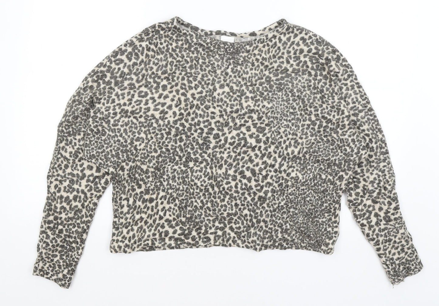 H&M Womens Beige Animal Print  Pullover Jumper Size XS