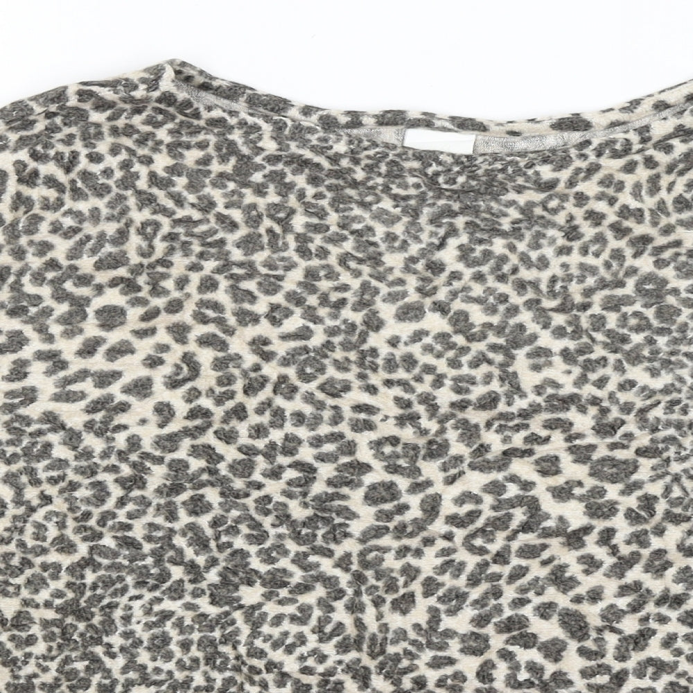 H&M Womens Beige Animal Print  Pullover Jumper Size XS