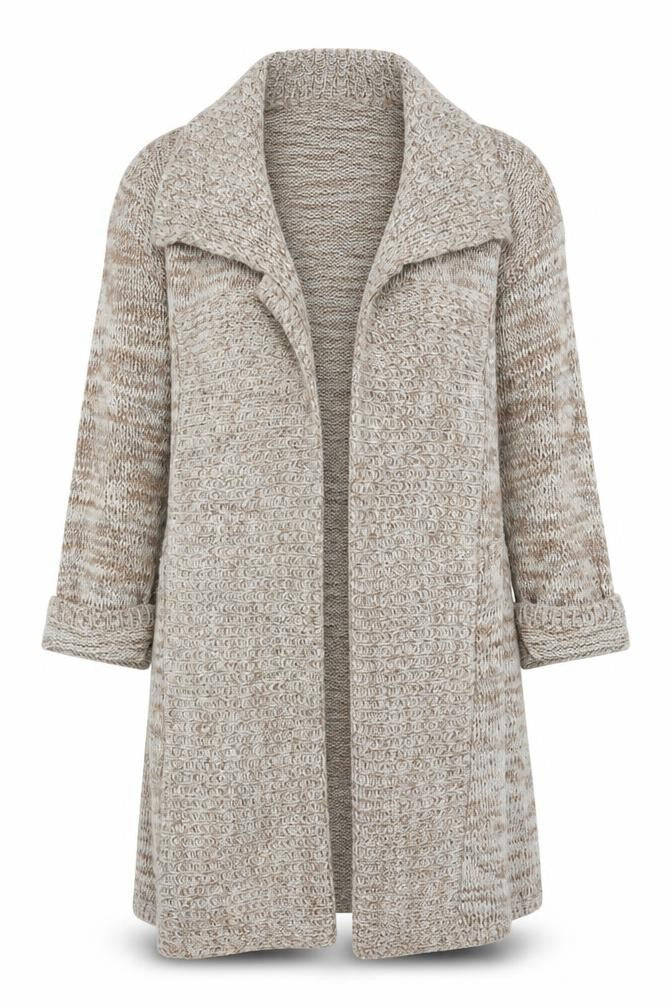 Front view of Savoir women’s brown cardigan jumper, size UK 12