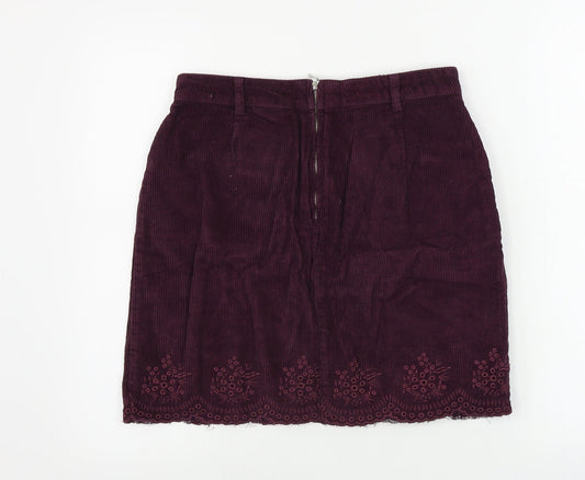 Falmer Heritage    Womens Purple Floral Corduroy A-Line Skirt Size 28 in