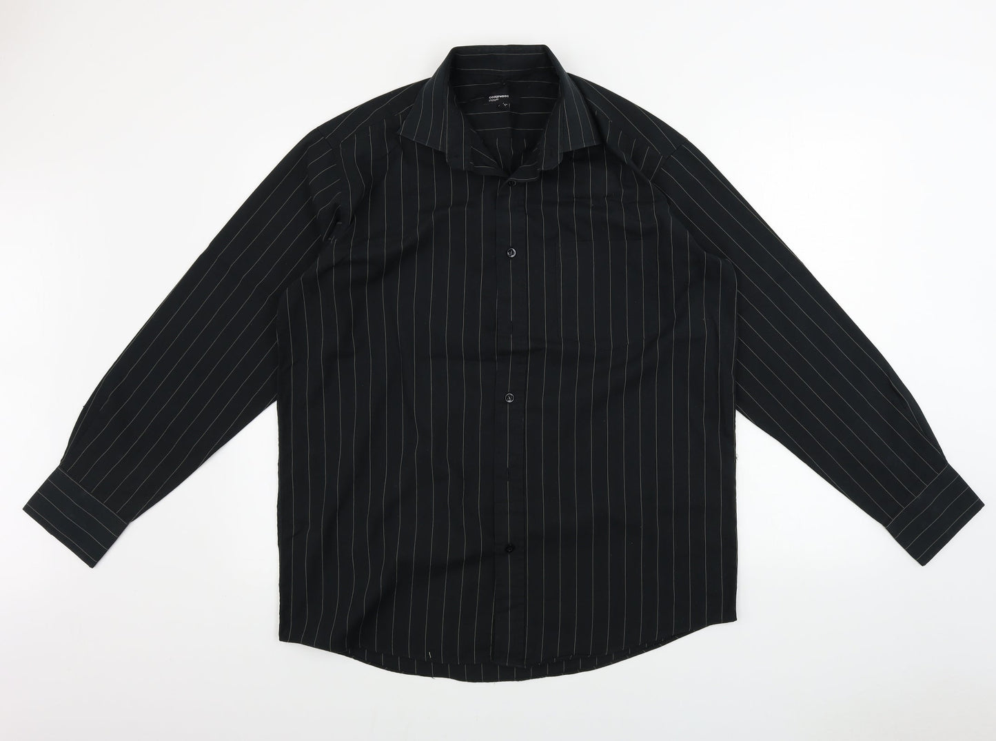 Cedar Wood State  Mens Black Striped   Button-Up Size 15