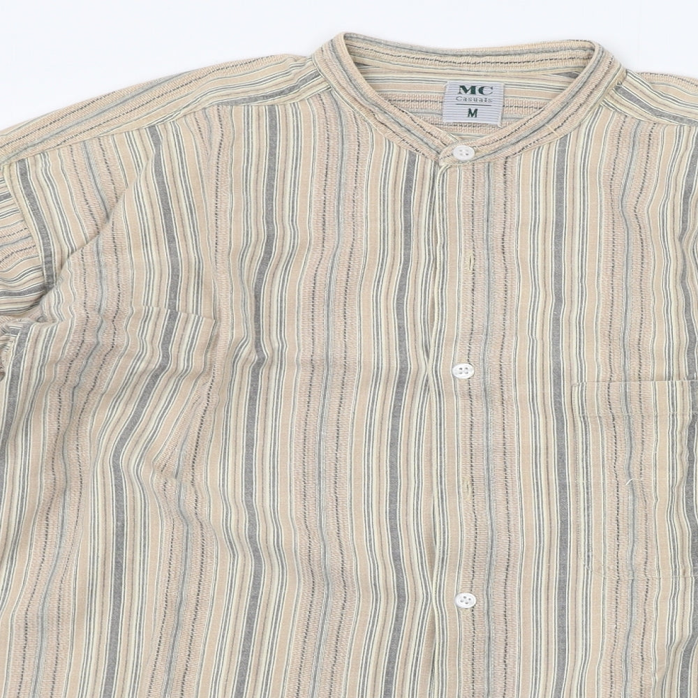 MC Casuals Mens Beige Check   Button-Up Size M