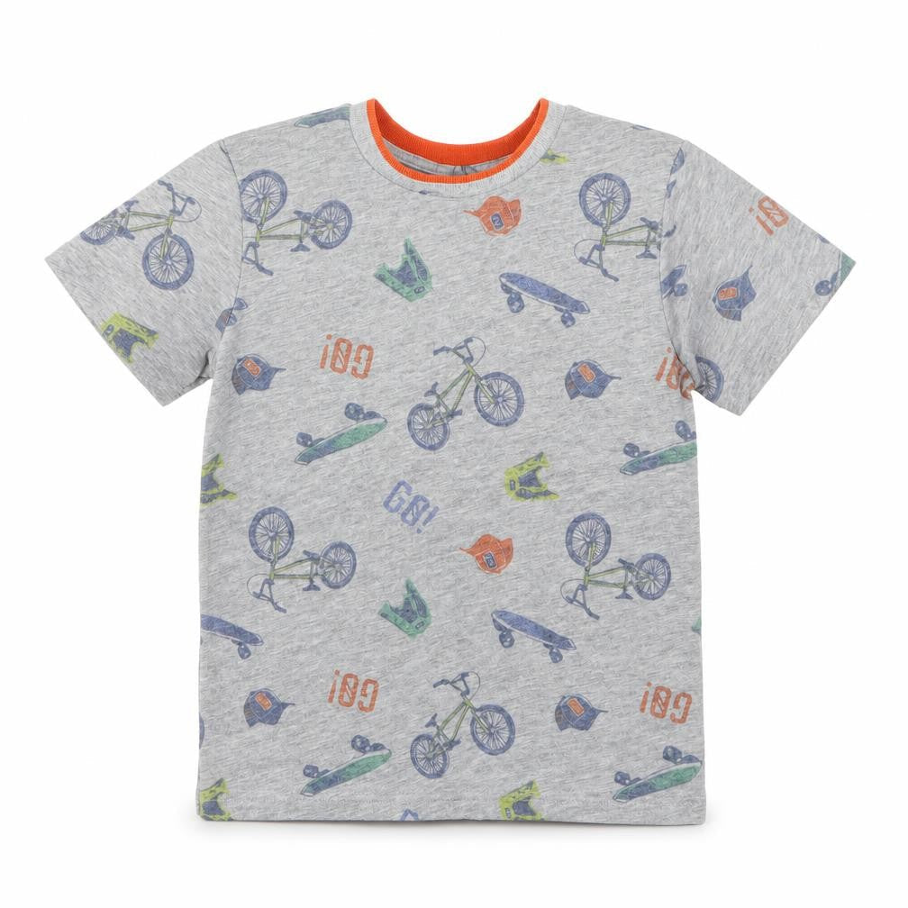 M&Co Boys Grey Geometric  Basic T-Shirt Size 7-8 Years